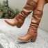 DAMEN WADENHOHE SLIP-ON WESTERN-STIEFEL MIT BLOCKABSATZ UND RUNDEM ZEH